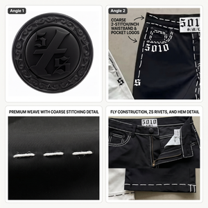 Pantalones de Mezclilla Negros Holgados y Rectos para Hombre, Estilo Urbano, 100% Algodón, Antiencogimiento, Cintura Alta, Contraste Blanco Intenso, 2 SPI - Product Image 4