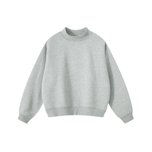 Women's <b>Light</b> Blue Stand Collar Sweatshirt With Front <b>Letter</b> Logo Print Casual Knitted Cotton Pullover Autumn Wear - Product Image 5