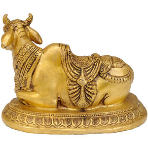 Handmade 6 Inches Brass Nandi Sculpture the Vehicle of <b>Shiva</b> Made in India for Gifting - Product Image 2