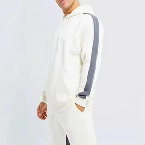 Chándal con Capucha de Último Diseño en Color Blanco con Bloques de Color, Manga Larga, Ropa Deportiva Informal con Bolsillos Laterales y Cintura Elástica para Hombre - Product Image 4
