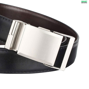 Cinturón Reversible de Cuero Vacuno Genuino Naimat con Hebilla Rectangular de Cierre Automático Plateado, Estilo Formal para Hombre - Product Image 6