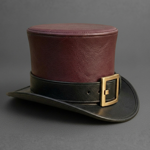 Premium quality custom made Handmade Leather Top <b>Hat</b> with Buckle, <b>Steampunk</b> Victorian Gothic Cosplay <b>Hat</b> - Product Image 2