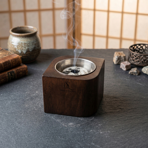 Modern Wooden <b>Bakhoor</b> Burner Unique Leaf Shape Arabic <b>Oud</b> Incense Holder Block With Removable Silver Metal Cup For Incense Use - Product Image 5