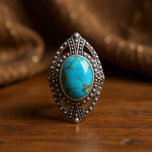 Blue Copper <b>Turquoise</b> Fashion <b>Ring</b> 6.9 Grams Weight - Product Image 3