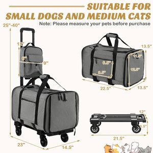 Trasportino per Gatti con Ruote per Esterni, con Sacchetto per Lettiera, Tappetini Doppio Uso, Traspirante e Pieghevole - Passeggino Portatile per Cani di Taglia Grande/Piccola - Product Image 6