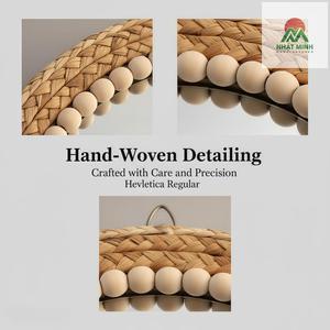 15" Boho <b>Wall</b> <b>Mirror</b>, Handmade Round Rattan Hanging <b>Mirror</b> for Bathroom Entryway Bedroom Living Room Decor, Decorative Farmhouse - Product Image 5