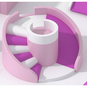 Juego de juegos infantiles de plástico morado y rosa para interiores con tobogán en espiral y túnel arcoíris para parques infantiles - Product Image 4