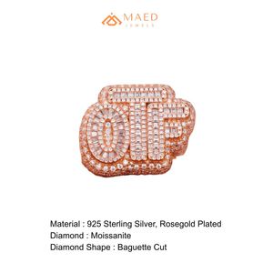 Anillo de Moissanita para Hombre, Anillo con Letra, Anillo con Incrustaciones de Diamantes Baguette, Joyería de Lujo, Regalo para Hombre, Acabado Premium - Product Image 6