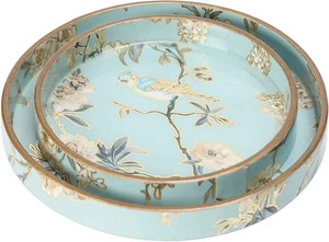 Modern Multipurpose Enamel MDF <b>Breakfast</b> <b>Tray</b> with Handles for Tea Coffee and Snacks Floral Design - Product Image 3