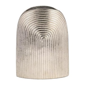 Vase de table contemporain en métal sculpté, finition argentée, design ajouré, hauteur 39 cm, accent décoratif pour la maison - Product Image 2
