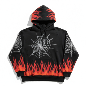 Sudadera con Capucha de Invierno Y2K al por Mayor, con Estampado Gráfico de Telaraña, Estilo Hip Hop Urbano, Ajuste Regular, de Algodón y Forro Polar - Product Image 2