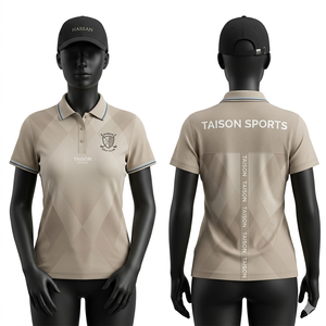 เสื้อโปโลผู้หญิงสำหรับตีกอล์ฟ คุณภาพสูง ผลิตจากโพลีเอสเตอร์ผสมอีลาสเทน เนื้อผ้าระบายอากาศดี ดีไซน์ชายเสื้อไล่เฉดสี พร้อมบริการสกรีนโลโก้ด้วยความร้อน - Product Image 2