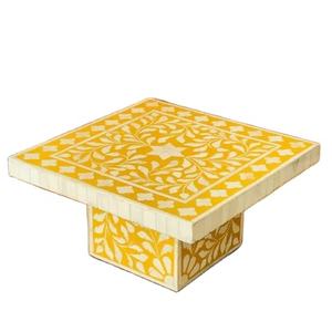 Plateau de présentation de desserts rond artistique pour tables de mariage de luxe et décorations de fête Support à gâteau en incrustation d'os de qualité supérieure - Product Image 6