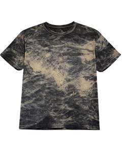 T-shirt en coton personnalisé gris et noir marbré tie-dye, manches courtes, col rond, lavage vintage, décontracté pour homme, streetwear, été - Product Image 1