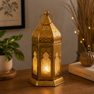 Lanterne à bougie en laiton de style marocain, support métallique pour bougie, lanterne suspendue, décoration d'intérieur, Ramadan, centre de table pour mariage, lumière - Product Image 3