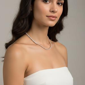 Collar de cadena de plata de ley 925 con moissanita, diseño de onda de agua, para mujer, VVS1, color D, pasa el test de pureza, estilo Iced Out, moderno, regalo de boda, joyería - Product Image 1