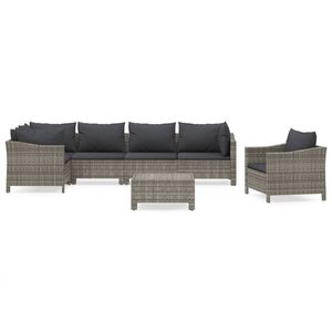 Grande Set Lounge Modulare da Giardino in Rattan PE Grigio - Product Image 2