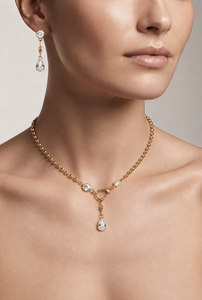 สร้อยคอทองคำแท้ 14K ประดับเพชรแล็บ 1.50 กะรัต E VVS รูปทรงหยดน้ำ พร้อมลูกปัดแบบโซ่ สำหรับผู้หญิง จี้รูปทรงลูกแพร์ ดีไซน์เก๋สำหรับงานปาร์ตี้ เครื่องประดับแฟชั่น - Product Image 5