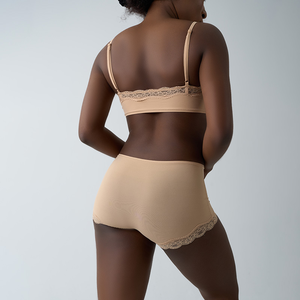 ชุดชั้นในเซ็กซี่ลายดอกไม้ลูกไม้ บราและกางเกงในเอวสูง นุ่มสบาย ระบายอากาศได้ดี ไซส์ใหญ่ - Product Image 4