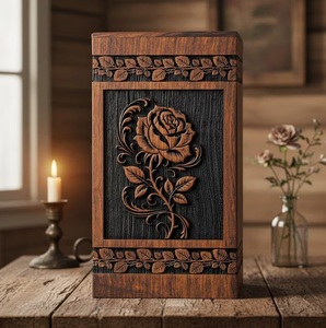 Handcrafted Eco-Friendly Rosewood & Resin Cremation Urn <b>for</b> Baby & <b>PET</b> Engraved Floral Remembrance Ocean Heart Design Handmade - Product Image 5