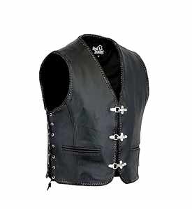 Chaleco de cuero negro para motociclista para hombre, tallas S a 3XL - Product Image 1