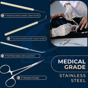 Juego de Instrumentos Quirúrgicos Dentales de Acero Inoxidable, Herramientas Manuales Clase I con Certificación CE, Empuñadura Moleteada, Estuche Rojo - Product Image 3