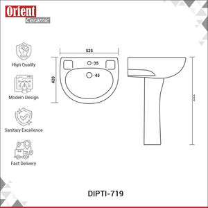 อ่างล้างมือเซรามิกแบบตั้งพื้นทรงกลมรูเดียว ดีไซน์ตามสั่ง มีจำหน่ายจำนวนมากทั่วโลก จากผู้ผลิตในอินเดีย - Product Image 2