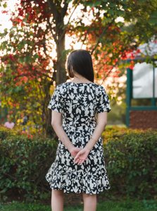 Robe courte à imprimé floral, col en V, coupe évasée, avec ourlet à volants, manches courtes, décontractée, en coton, pour femmes, été - Product Image 5