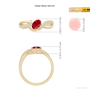 Anillo de Compromiso de Oro de 14K y 18K con Rubí Natural de Corte Ovalado, Diseño de Cinta Trenzada y Detalles de Diamantes en Pavé, Joyería Fina - Product Image 4