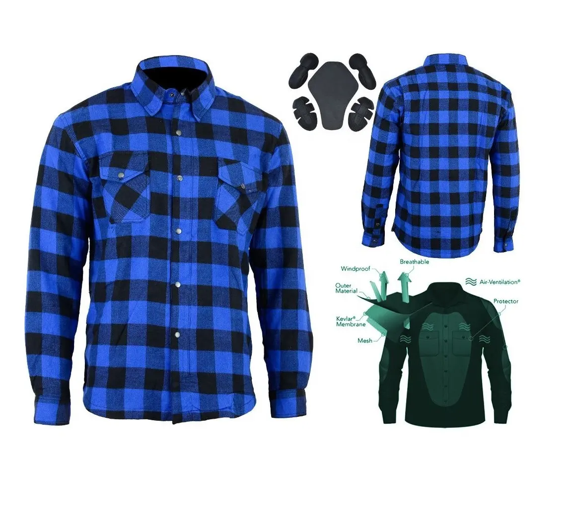 Мужская Фланелевая рубашка Cafe Racers, синяя гоночная рубашка из фланелевой ткани, CE-защита, модная одежда на заказ, огнестойкая