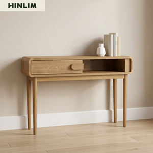 Solid Oak <b>Console</b> <b>Table</b> with Drawer Modern Scandinavian Entryway Hall <b>Table</b> Living Room Furniture <b>Storage</b> Design - Product Image 3