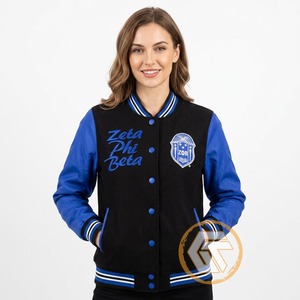Chaqueta Universitaria Personalizada de la Hermandad Zeta Phi Beta, GREEK TREASURES, 100% Algodón, Forro Polar, Transpirable, de Secado Rápido, con Escudo Bordado - Product Image 3