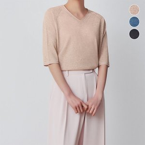 TAGME Linen Blended Sparkling See-Through Knit Tops pour femmes - Product Image 1