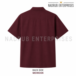 Camisa de manga corta informal ecológica de punto liso unisex para hombre con cuello cubano NADRUB - Product Image 2