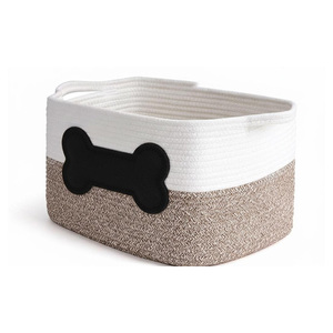 Customized Bathroom Woven Laundry Basket Stylish Cotton Rope Toy Storage Baskets Home Organizer <b>Bins</b> with Handles - Product Image 5