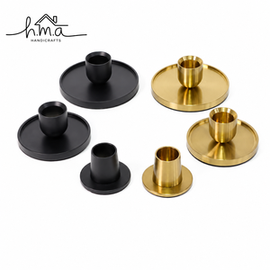 Brass Silver Modular Candle Holder Geometric Sphere And Cylinder Shape Stackable Design With <b>White</b> Taper Candles Decor - Product Image 6