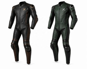 Combinaison de moto en cuir pleine fleur X Premium d'une seule pièce |   Noir Rouge Gris |   Logo X |   Fabricant OEM ODM |   Design haut de gamme | - Product Image 5