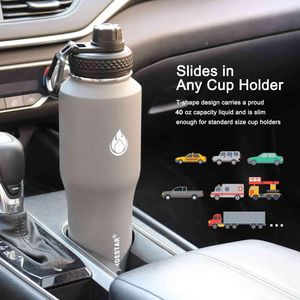 SENDESTAR Tumbler in Acciaio Inox da 40oz, Isolato Sottovuoto a Doppia Parete, Bocca Larga con 2 Coperchi e Cannucce, Compatibile con Qualsiasi Portabicchieri Auto - Product Image 2