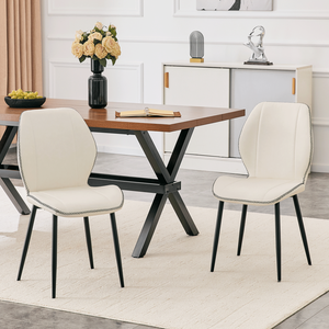 Set di 4 Sedie da Pranzo di Lusso in Ecopelle Bianca con Gambe in Metallo Nero Regolabili, Disponibili in Vari Colori - Product Image 3