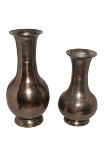 Petits vases à fleurs rectangulaires modernes en aluminium, à couches superposées et nervurés, marron, pour la maison et la décoration de table de mariage - Product Image 2