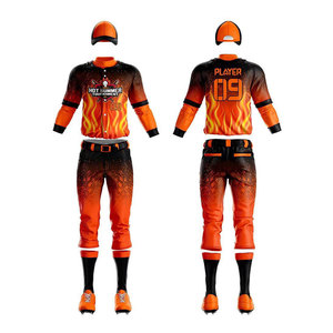 Men's Baseball Uniform Set Black Orange Full Sleeve Sublimated Moisture Wicking Fitted All Seasons Apparel - Product Image 6
