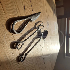 Ensemble de couverts de camping en métal à poignée torsadée, couteau, cuillère, fourchette, outils de cuisine en plein air, 3 pièces, toutes saisons - Product Image 4