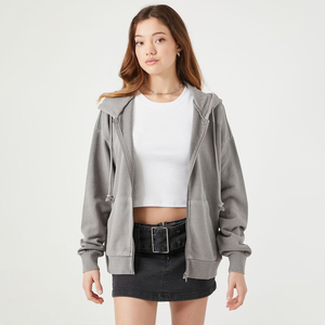 Sudaderas con capucha y cremallera para mujer, transpirables, de manga larga, estilo urbano, 100% algodón, OEM. - Product Image 1