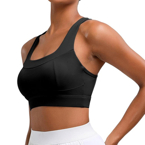 Trendy Black <b>Longline</b> Square Neck Sports <b>Bra</b> Wide Band Yoga Top High Support Factory Direct - Product Image 2