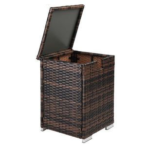 Tavolino da Caffè in Rattan con Struttura in Ferro Marrone Sfumato 40*40*57cm, Portabottiglie per Gas - Product Image 4