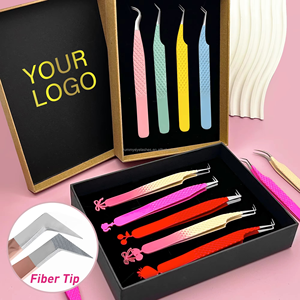 แหนบปลายเพชรสีชมพูรูปตัว L 45 องศา 90 องศา สำหรับต่อขนตาแบบ Private Label ชุดแหนบต่อขนตาแบบ Volume - Product Image 3
