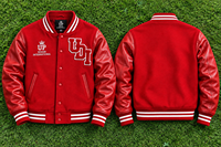 Veste universitaire rouge personnalisée avec manches en cuir, veste de baseball brodée, veste bomber streetwear de qualité supérieure