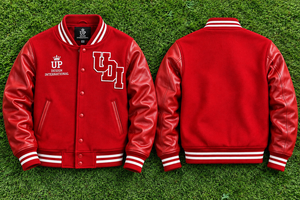 Chaqueta Varsity Roja Personalizada con Mangas de Cuero, Chaqueta de Béisbol con Letras Bordadas, Chaqueta Bomber Premium para Estudiantes Universitarios - Product Image 6