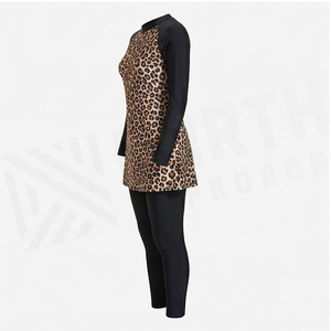 Robe de yoga à imprimé léopard, manches longues, col rond, taille haute, séchage rapide, spandex, polyester, vêtements de sport pour femmes, ensemble de vêtements de sport - Product Image 3