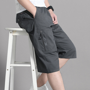 Shorts cargo en coton noir pour homme, taille mi-haute, avec cordon de serrage, poches, décontracté, sport, respirant - Product Image 6